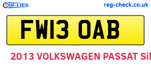 FW13OAB are the vehicle registration plates.