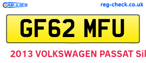 GF62MFU are the vehicle registration plates.