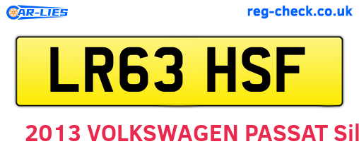 LR63HSF are the vehicle registration plates.