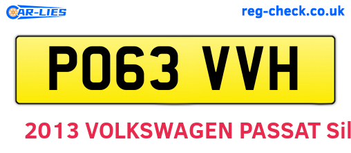 PO63VVH are the vehicle registration plates.