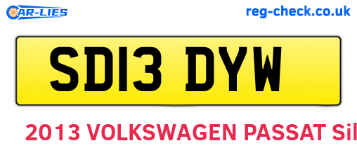 SD13DYW are the vehicle registration plates.