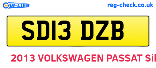 SD13DZB are the vehicle registration plates.
