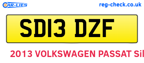 SD13DZF are the vehicle registration plates.