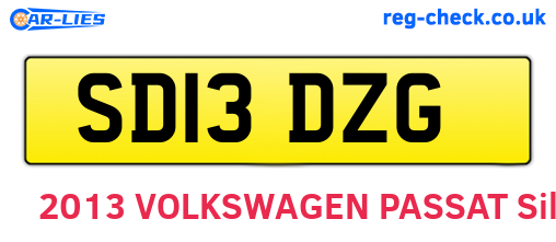SD13DZG are the vehicle registration plates.