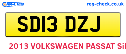 SD13DZJ are the vehicle registration plates.