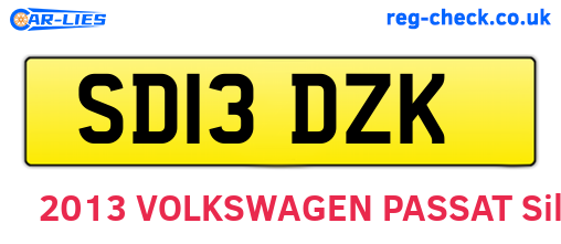 SD13DZK are the vehicle registration plates.