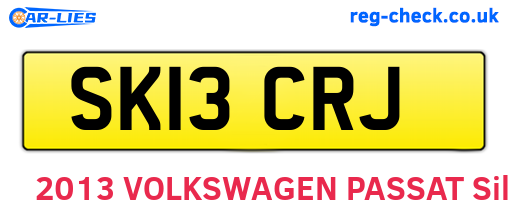 SK13CRJ are the vehicle registration plates.