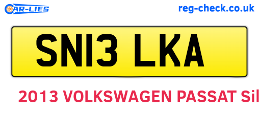 SN13LKA are the vehicle registration plates.