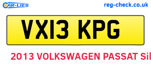 VX13KPG are the vehicle registration plates.