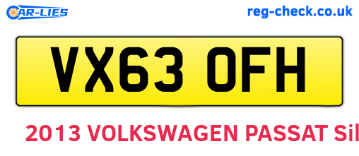 VX63OFH are the vehicle registration plates.