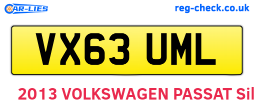 VX63UML are the vehicle registration plates.