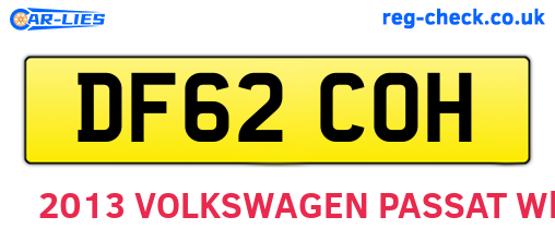 DF62COH are the vehicle registration plates.