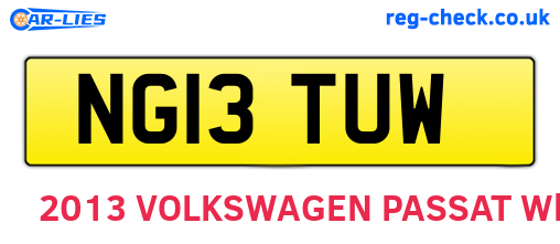NG13TUW are the vehicle registration plates.