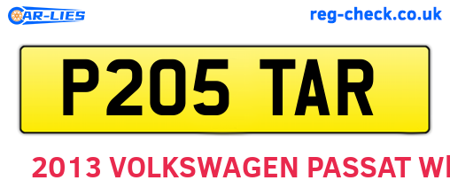 P205TAR are the vehicle registration plates.