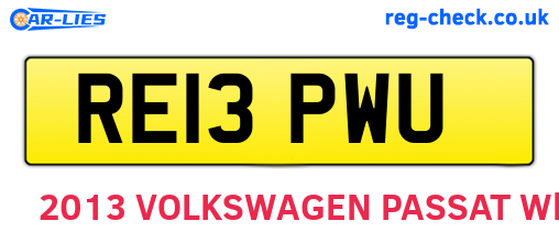 RE13PWU are the vehicle registration plates.
