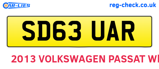 SD63UAR are the vehicle registration plates.
