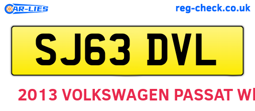 SJ63DVL are the vehicle registration plates.