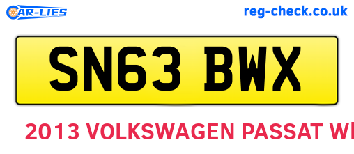 SN63BWX are the vehicle registration plates.