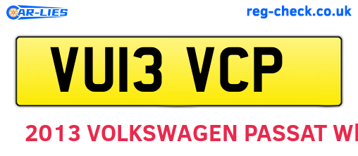 VU13VCP are the vehicle registration plates.