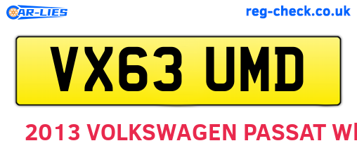 VX63UMD are the vehicle registration plates.