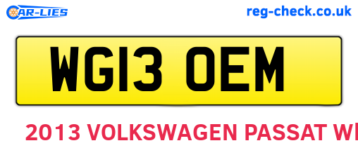 WG13OEM are the vehicle registration plates.