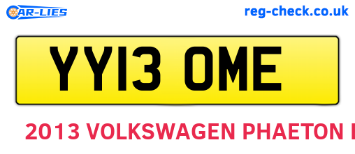YY13OME are the vehicle registration plates.