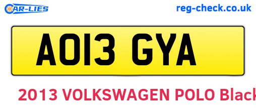 AO13GYA are the vehicle registration plates.