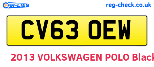 CV63OEW are the vehicle registration plates.