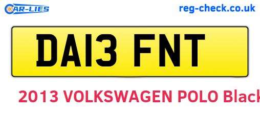 DA13FNT are the vehicle registration plates.