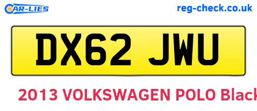 DX62JWU are the vehicle registration plates.