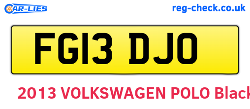 FG13DJO are the vehicle registration plates.