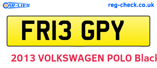 FR13GPY are the vehicle registration plates.