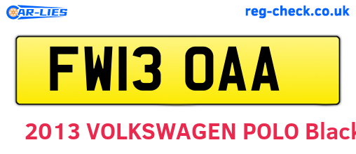 FW13OAA are the vehicle registration plates.