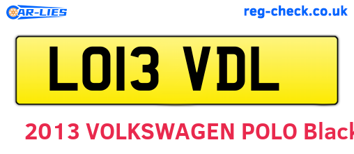 LO13VDL are the vehicle registration plates.