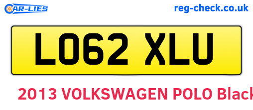 LO62XLU are the vehicle registration plates.