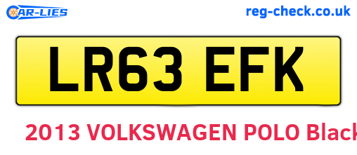 LR63EFK are the vehicle registration plates.