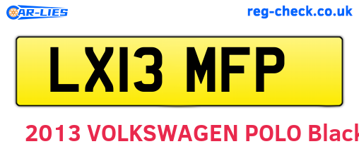 LX13MFP are the vehicle registration plates.