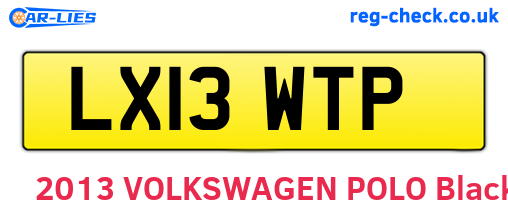 LX13WTP are the vehicle registration plates.