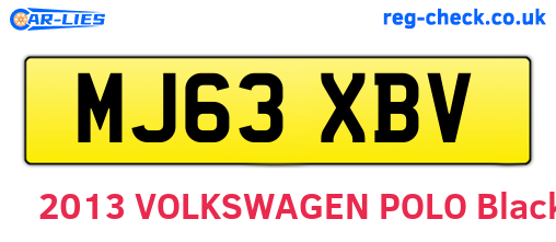 MJ63XBV are the vehicle registration plates.