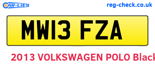 MW13FZA are the vehicle registration plates.