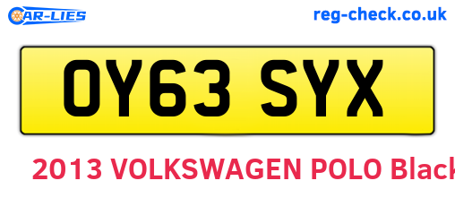 OY63SYX are the vehicle registration plates.