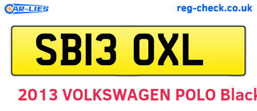 SB13OXL are the vehicle registration plates.