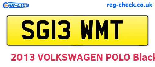 SG13WMT are the vehicle registration plates.