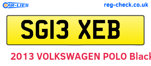 SG13XEB are the vehicle registration plates.