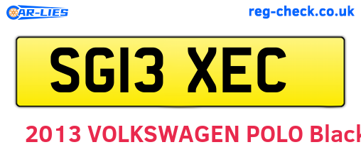 SG13XEC are the vehicle registration plates.