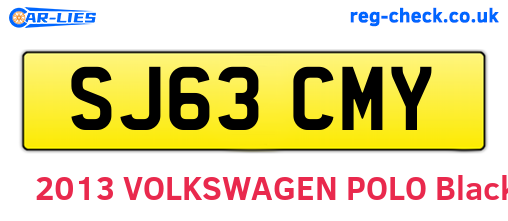 SJ63CMY are the vehicle registration plates.