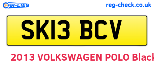 SK13BCV are the vehicle registration plates.