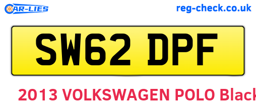 SW62DPF are the vehicle registration plates.