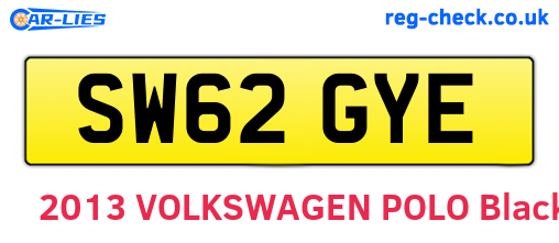 SW62GYE are the vehicle registration plates.