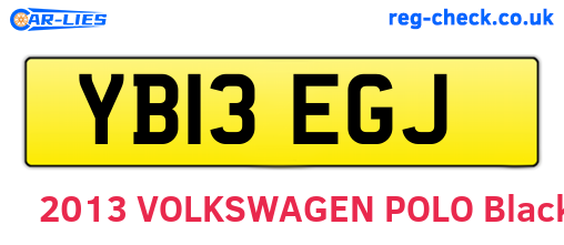 YB13EGJ are the vehicle registration plates.